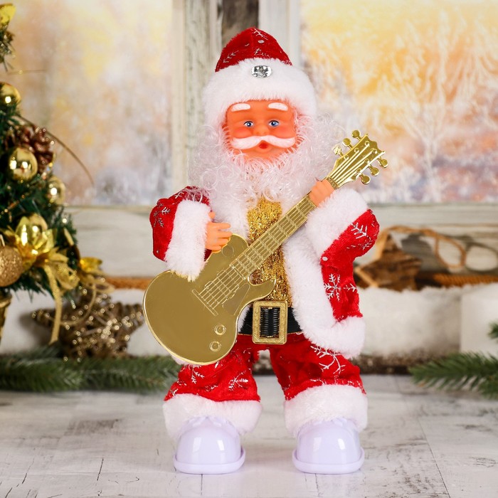 Санта с гитарой, русская мелодия, 25 см